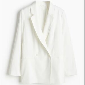 H&M White Double Breasted Blazer